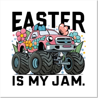 Happy Boys Easter Is My Jam Monster Truck Bunny Kids Women Posters and Art